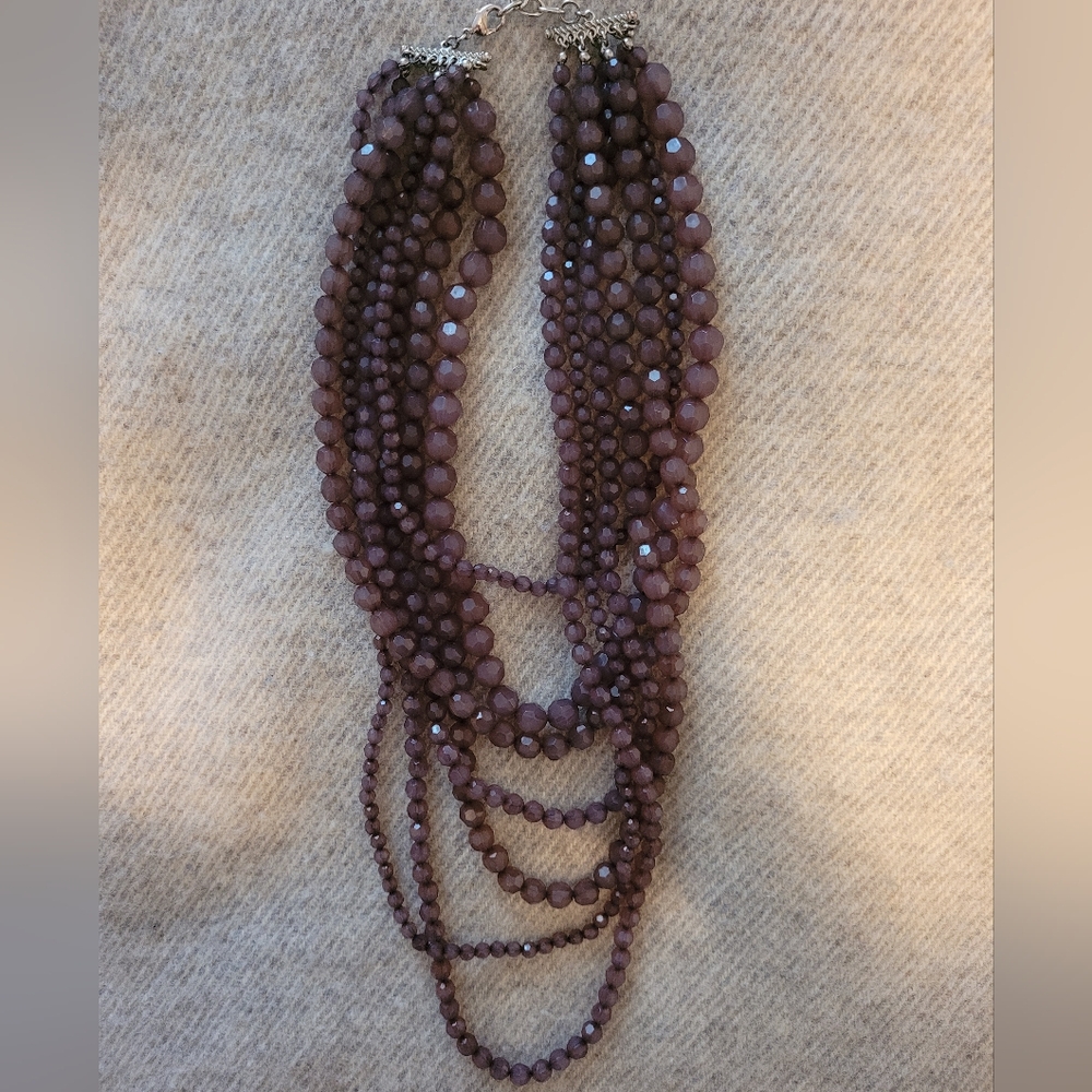 Purple Beaded Multi-strand Necklace